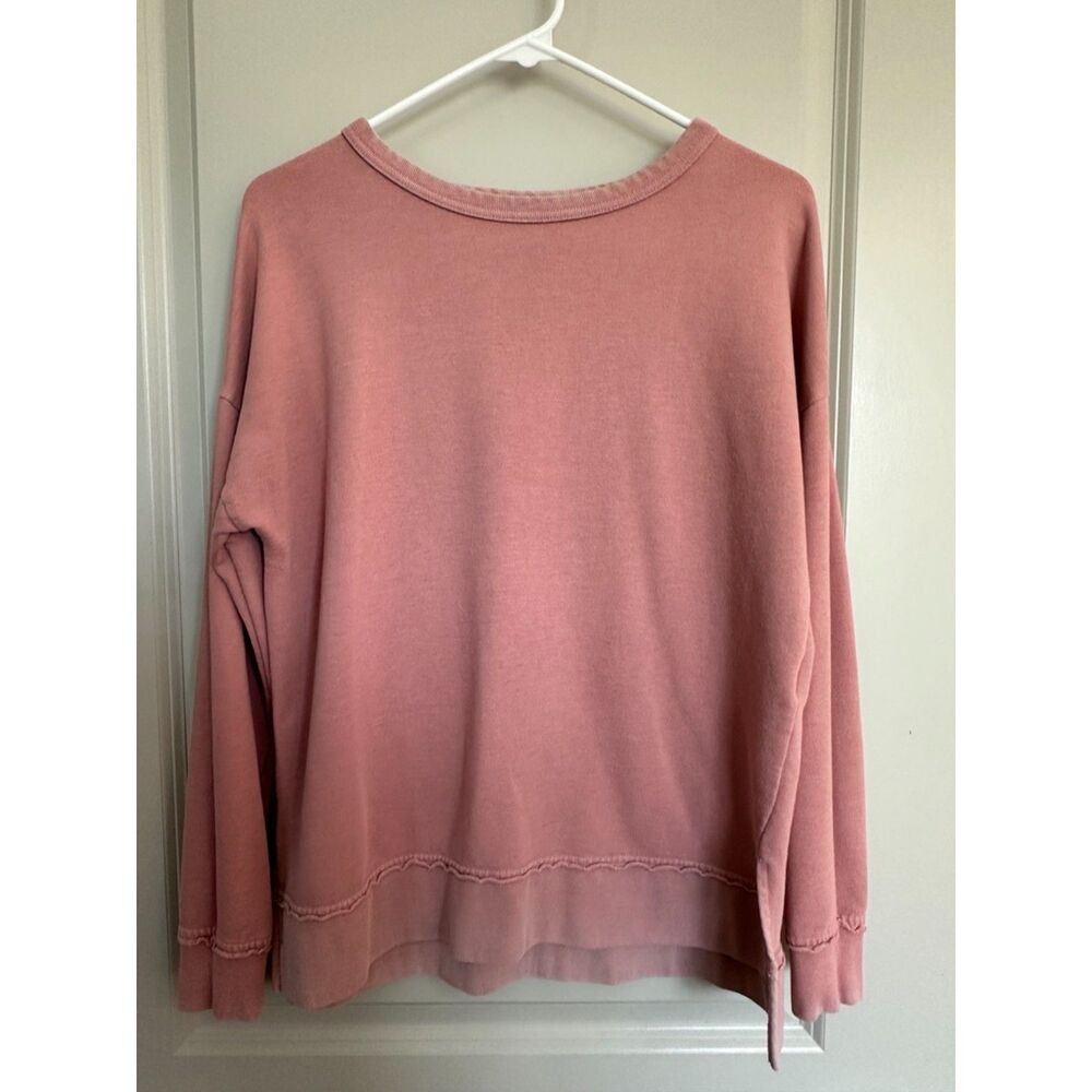 Buffalo David Bitton Mauve Pink Side Slits Crewneck Sweatshirt Women's Sz XS